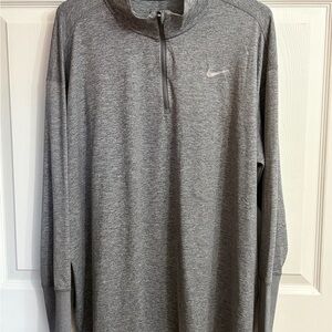 Nike Dri-Fit women's Heather Gray Quarter-Zip Long Sleeve Running Tee